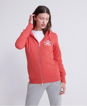 Superdry Classic Varsity Cipzár Női Kapucnis Pulóver Piros | HABIL1026